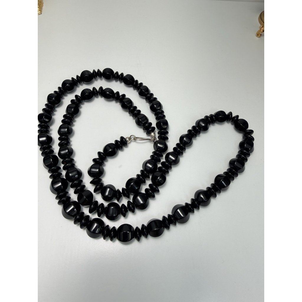 Black Onyx Necklace Jay King Dtr Long Beaded Polished Stone Necklace